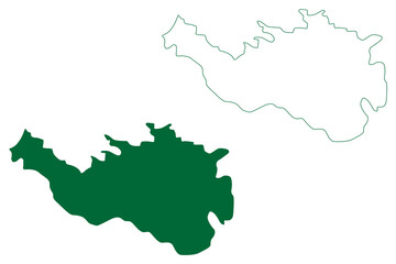 Fototapeta premium Mancherial district (Telangana State, Republic of India) map vector illustration, scribble sketch Mancherial map