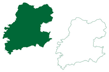 Mau district (Uttar Pradesh State, Republic of India) map vector illustration, scribble sketch Mau map