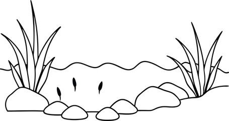 Natural Rock Formation Rising from the Earth Vector Illustration for Kids
