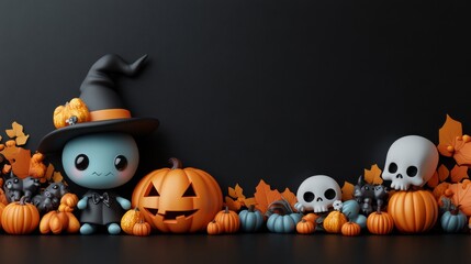 Cute Halloween Characters with Pumpkins - Festive Fall Collection