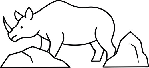 Playful Rhinoceros Vector Drawing for Creative Kids Coloring
