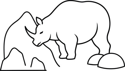 Wild Rhinoceros Adventure Vector Art Perfect for Kids Coloring

