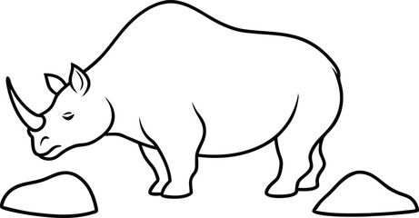 Majestic Rhinoceros Vector Illustration for Kids Coloring Fun
