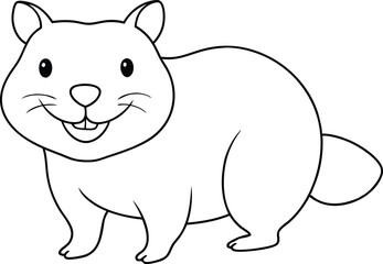 Quokka Smiling Brightly Vector Illustration for Kids Joyful Coloring

