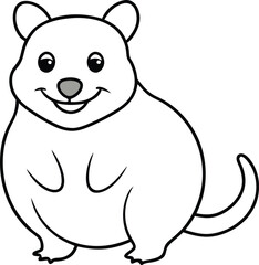 Quokka with a Big Smile Vector Illustration for Kids Fun Coloring Book
