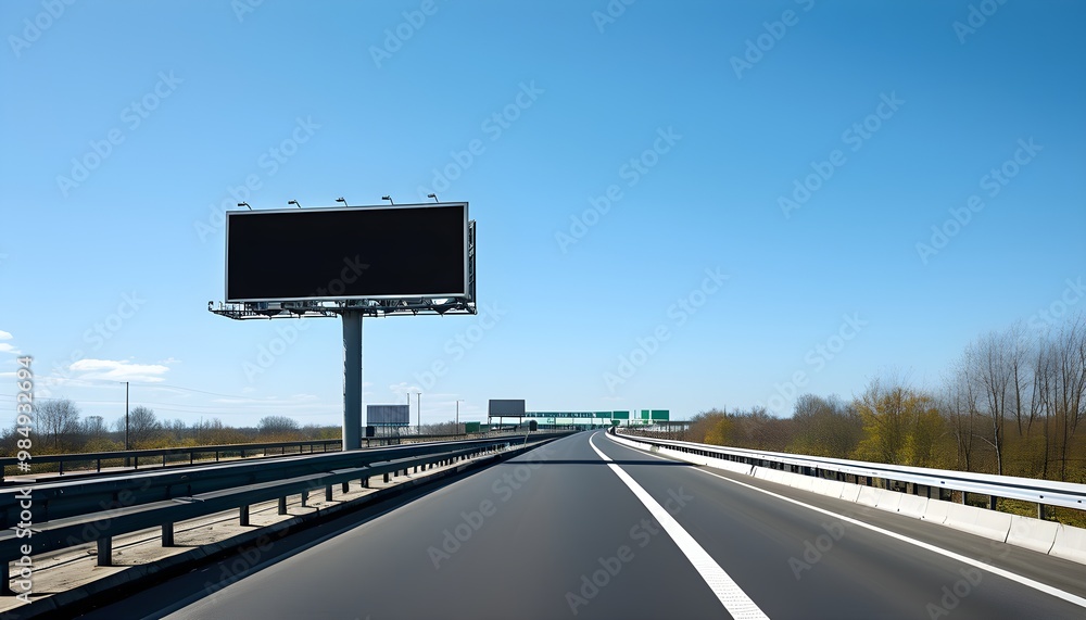 Sticker highway billboard ready for advertising under clear blue sky