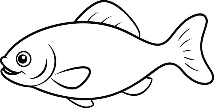 black and white cartoon fish clip art preview