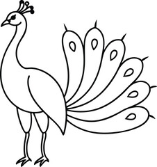 Elegant Peacock with Simple Feathers Vector Art for Creative Kids
