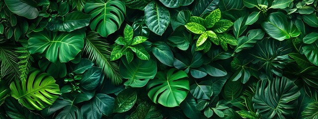 A lush, green wall of various leaves and plants, creating an enchanting backdrop for your product presentation. The texture is rich with shades of emerald to dark forest greens, providing a natural an