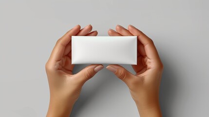 A minimalistic white box being gently held in hands is captivating and visually appealing