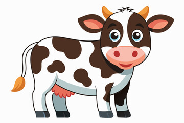 cartoon isoCartoon cow vector art illustration on white background lated on white