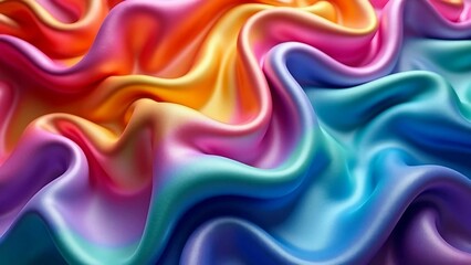 Obraz premium Vibrant rainbow-colored satin fabric folds background