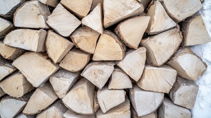 Fototapeta premium A pile of wood logs with a lot of space between them