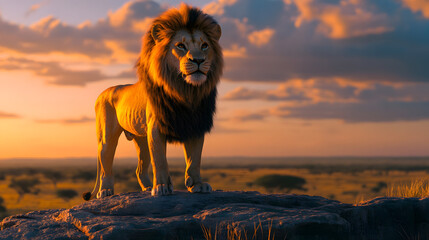 Majestic Lion at Sunset