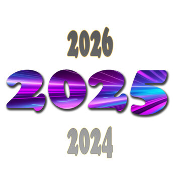 Happy New Year 2025 3d render of a symbol made of many spheres