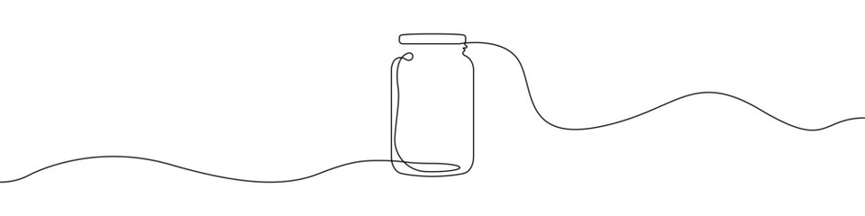 Jar bottle icon line continuous drawing vector. One line jar icon vector background. Bottle icon. Continuous outline of a jar icon.