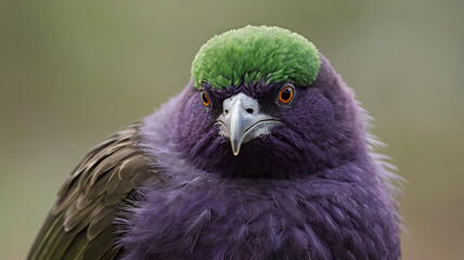 Obraz premium An image of a plump, round bird with an unusually large head and tiny, thin wings.