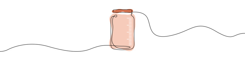 Jar bottle icon line continuous drawing vector. One line jar icon vector background. Bottle icon. Continuous outline of a jar icon.