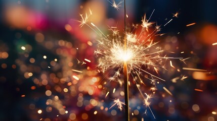 Fototapeta premium Sparkler with a Festive Bokeh Background