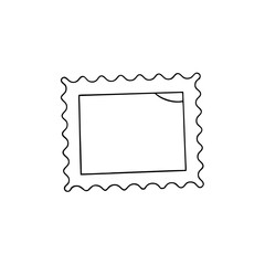 Black and white postage stamp outline with wavy edges, symbolizing mail or correspondence