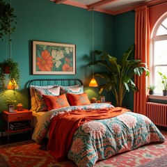bedroom with bed and pillows