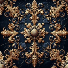seamless 3d render, vintage pattern, ornamental background, luxury design