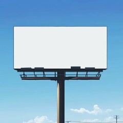 Obraz premium A vacant billboard stands tall against a bright blue sky, inviting future advertising opportunities in a suburban neighborhood