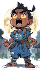 Angry Cartoon Boy Character Illustration