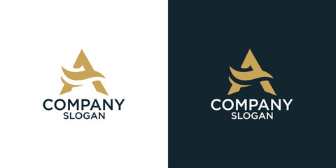 letter a simple abstract monogram logo design vector