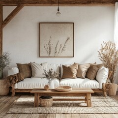 Modern Scandinavian Farmhouse Interior with Stylish Furniture and Cozy Atmosphere