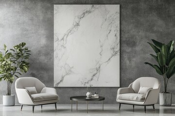 Contemporary Business Lounge Interior with Marble and Wood Accent Wall