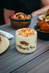 Banana pudding outside dining