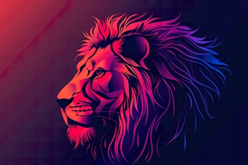 A striking lion head is illustrated with a colorful mane, radiating strength and artistry in a captivating design