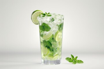 Fresh mojito on white background.