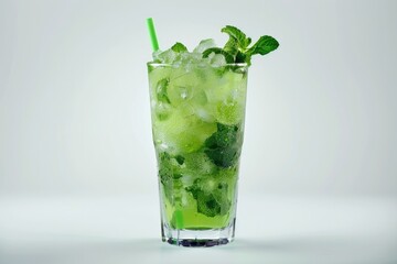 Fresh mojito on white background.