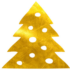 Fototapeta premium Christmas tree, gold christmas tree, christmas tree clipart, gold christmas clip art for to use in web site, site, christmas decoration, christmas card, christmas illustration, banner for christmas