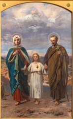 ASTI, ITALY - SEPTEMBER 10, 2024: The painting of Holy Family in the Cathedral - Cattedrale di Santa Maria Assunta by Paolo Gaidano (1894). © Renáta Sedmáková