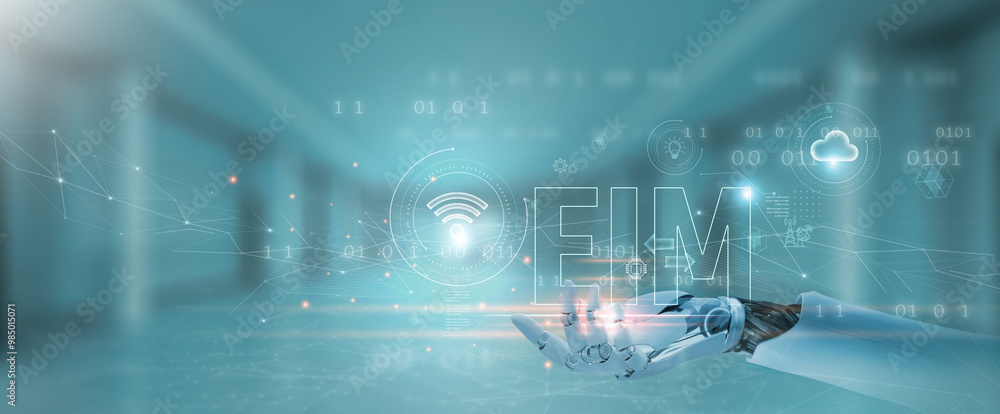 Poster eim (enterprise information management): data governance, content management, compliance. hands of r