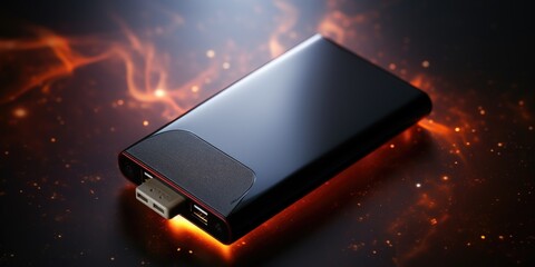 external backup hard drive or usb high speed charger for power and storage mobility devices. representing modern storage solutions. Simple, compact, and efficient for digital needs.