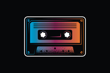 Audio cassette. Original vector illustration in vintage style. T-shirt design.