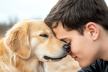 A dog and a person nose-to-nose, sharing a moment of pure love and connection