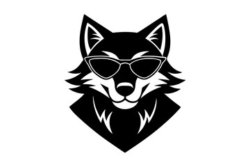 Wolf wearing sunglasses isolated vector illustration