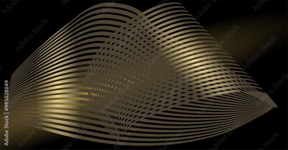 Poster composition of geometric lines and planes in gold, brown and yellow as background design in graphic 