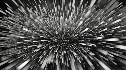Fototapeta premium Explosive Burst of White and Black Lines Creating a Dynamic Abstract Pattern with Motion and Depth
