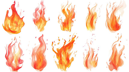 Fiery flames in vibrant red and yellow dance against a dark background, radiating warmth and a sense of danger, capturing the essence of love and magic in a blazing bonfire glow