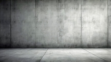 Minimalist Concrete Room with Smooth Gray Walls and Large Floor Tiles Creating an Open Industrial Aesthetic