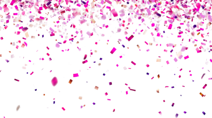 Colorful confetti splash on a white background, creating a vibrant and festive pattern perfect for celebrations and decorations