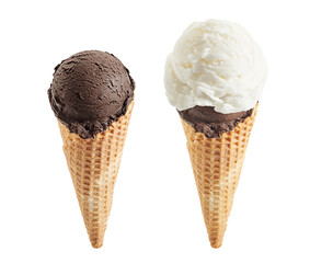 chocolate  ice cream with cone isolated on whit