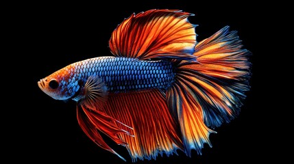 Fototapeta premium Colorful Betta Fish Swimming Gracefully in Water