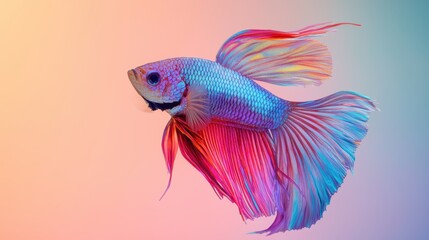 Vibrant Betta Fish Swimming in Colorful Water Background